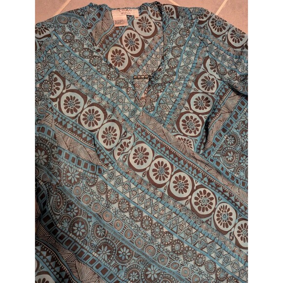 Como women blue paisley print tunic blouse 3/4 Sleeve Size 1X - Picture 5 of 10